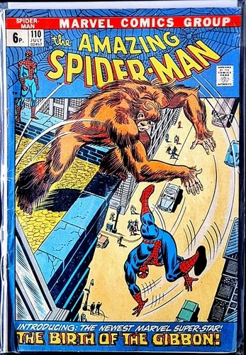 AMAZING SPIDER-MAN #110 FN- 1ST APP THE GIBBON LAST STAN LEE MARVEL COMICS 1972