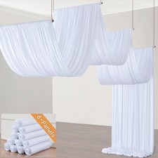 40ft 20ft White Ceiling Drapes for Weddings Parties,8 Panels 5 20ft Long Ceil...