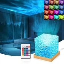 Cube-Northern Lights Water Wave Night Light w/Remote LED Atmosphere Lamp-UK