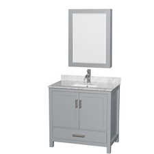 Wyndham Collection WCS141436SUNSMED Sheffield 36" - Gray / White Carrara Marble