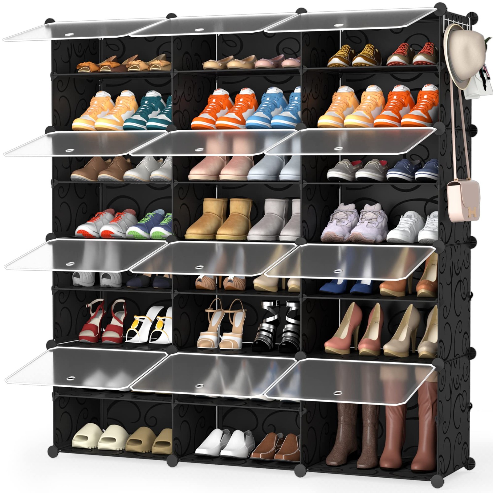 8-Tier Shoe Rack Organizer Cabinet Holds 48 Pairs Plastic Storage