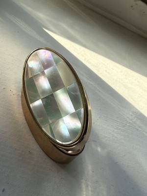 Max Factor Lipstick Compact Case Mother Of Pearl Inlay Oval England