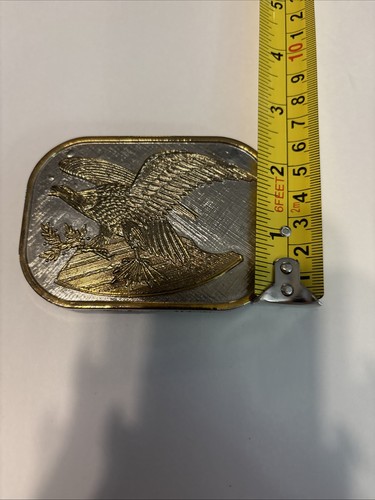 Vintage Brass Belt Buckle Eagle w/ Shield Numbered - Picture 4 of 4