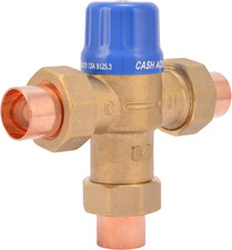 3/4 Inch HG110-D Sweat Thermostatic Mixing Valve with Barb Connections and Integ