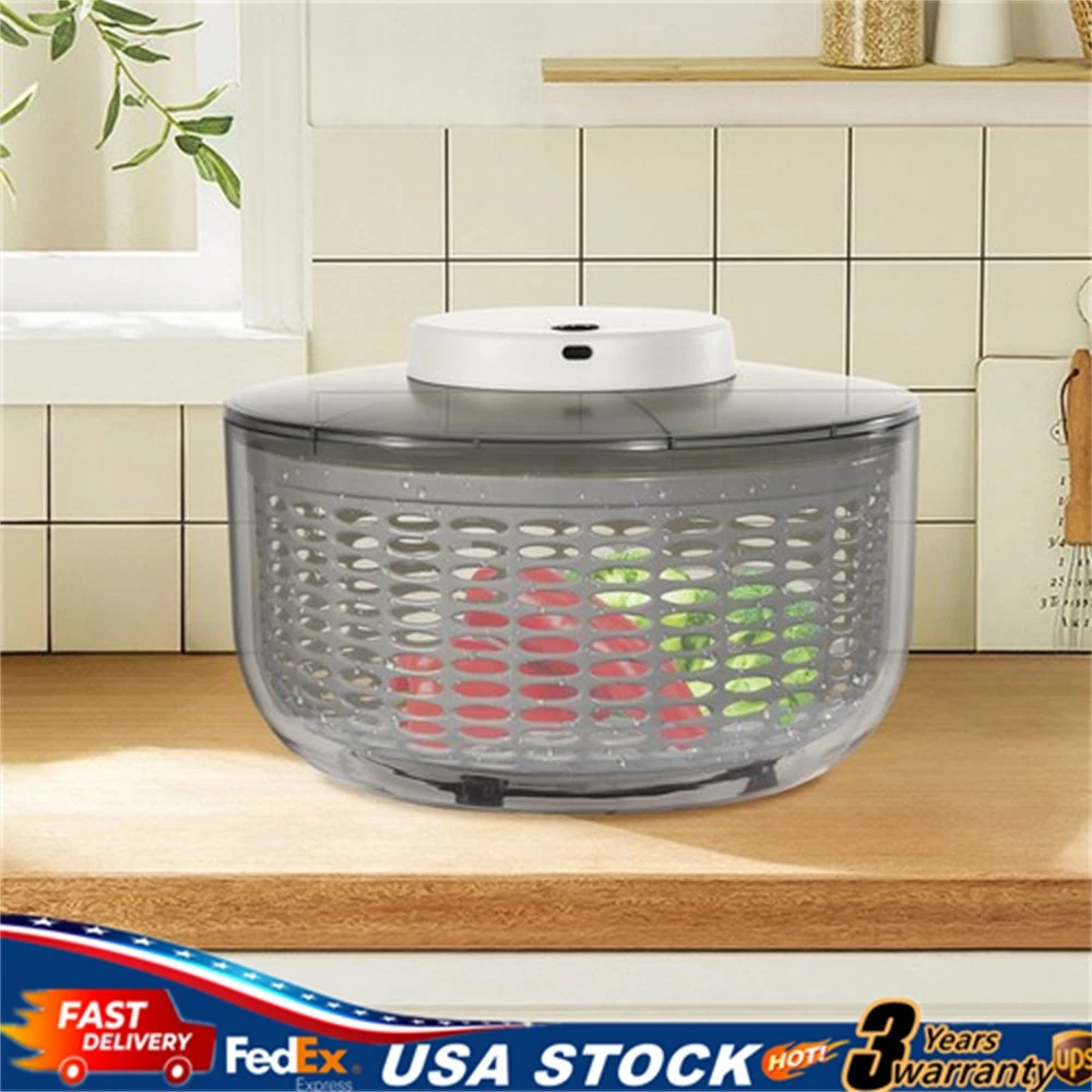 Electric Salad Spinner Large 6L Fruit Vegetable Washer Dryer Dehydrator Sale
