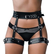 Women's Punk Leather Leg Harness Gothic Garter Belt for Women Leg Harness Thi...