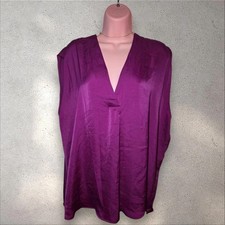 M&S Dark Magenta Top UK22 satin feel sleeveless chic minimal elegant wardrobe 