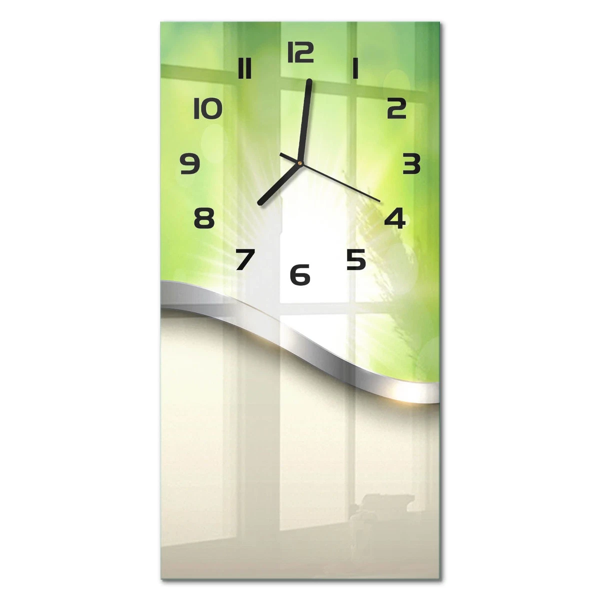 Reloj de Pared Rectangular de Diseño para Hogar Abstracción Verde 30x60 cm
