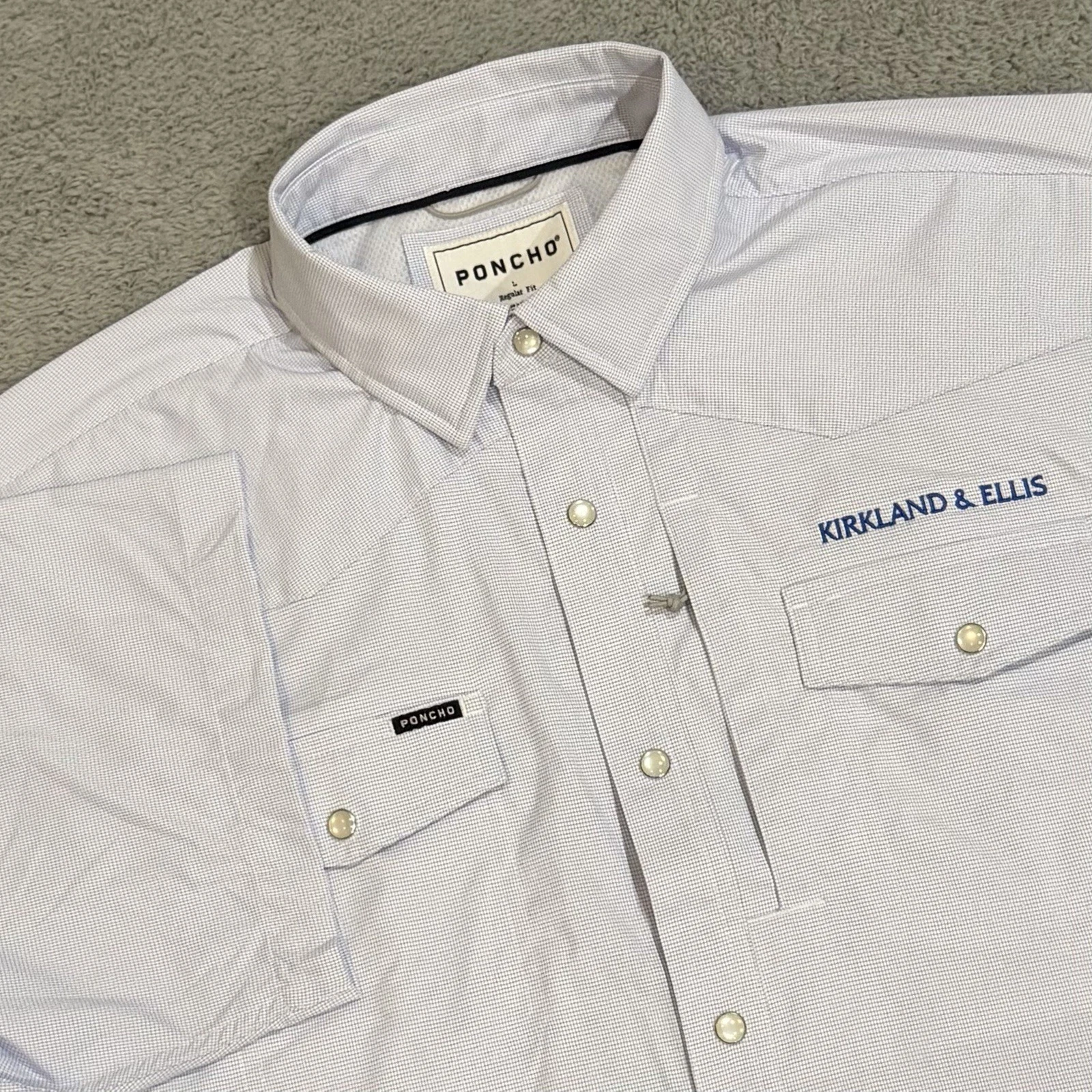 Poncho Outdoors Pearl Snap Shirt Mens L Regular Fit Kirkland & Ellis Performance