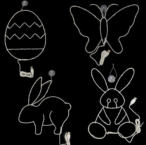 16" Easter Window Lights 4 Pcs, USB Easter Silhouette Light Decorations - Picture 3 of 9