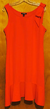 Roz & Ali Pink Solid Scoop Neck Sleeveless Shift Knee Dress Bow Accent L