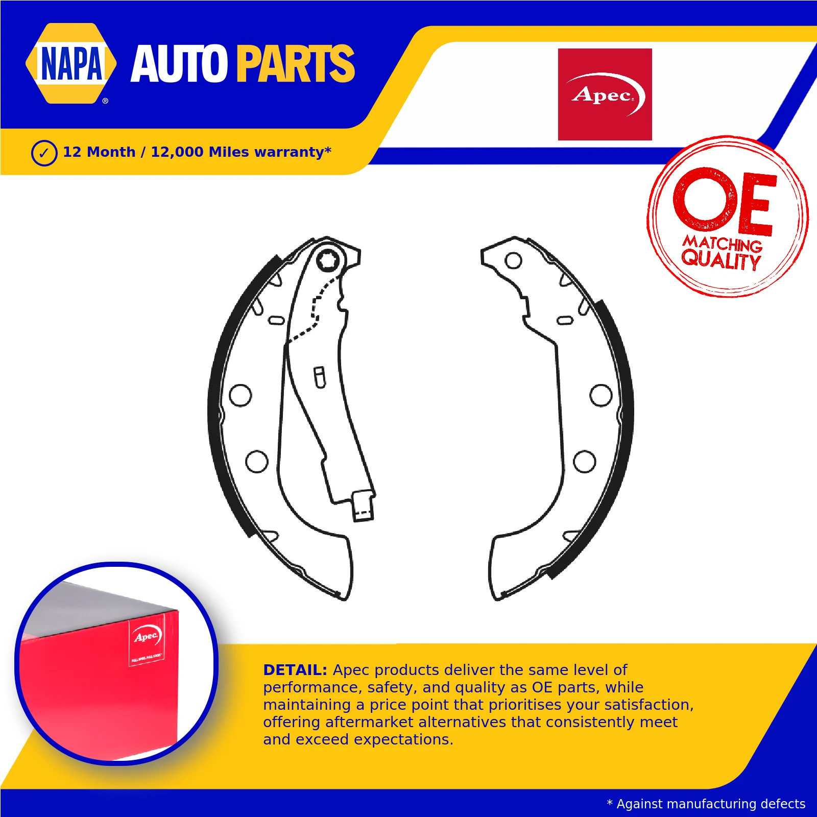 Brake Shoes Set fits PEUGEOT 306 1.6 97 to 02 4241K2 4241K3 Apec Quality New
