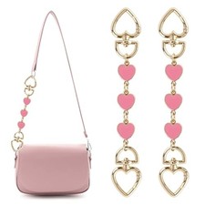 2PCS Purse Extender Chain Pink Heart Shaped Bag Chain Purse Strap Extender