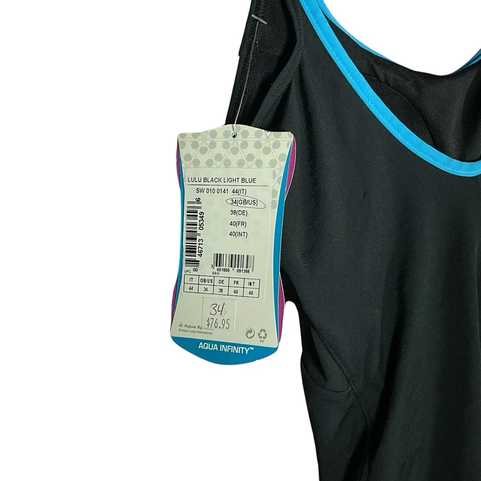 Traje de baño Aqua Sphere de una pieza nuevo con etiquetas para mujer talla 34/8 negro/azul Foto 4 de 4