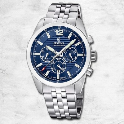 Festina Herrenuhr Timeless Chronograph Armbanduhr Edelstahl silber UF20742/1