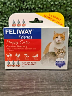 (3 PACK) FELIWAY Multicat Happy Cats Calming Pheromone Refill - 90 Days