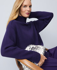NWT 90 ANN TAYLOR ribbed Mock neck sweater purple sz S