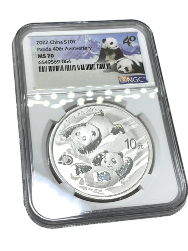 2022 China Panda 40th Anniversary Silver Coin NGC MS70