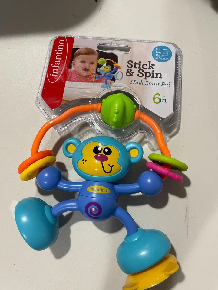 INFANTINO MONKEY Ventosa "Pegar y Girar" Silla Alta Juguete Anillos Móviles Niño Pequeño Foto 3 de 4
