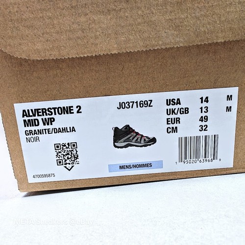 Merrell US 14 Men's Grey Black Red Waterproof Mesh Rugged - Alverstone 2 Mid NIB - Picture 3 of 19