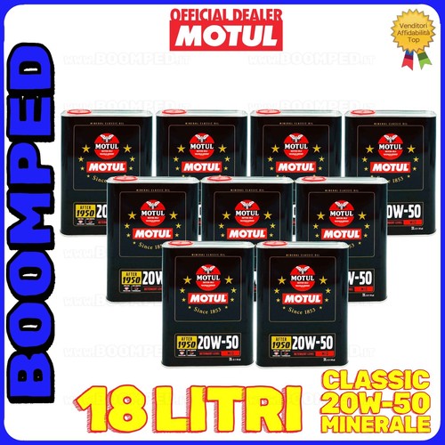 18 LITRI Olio Motore auto storiche MOTUL 20W50 Minerale 1950 70 API SF/CC 09MO51 - Foto 2 di 8