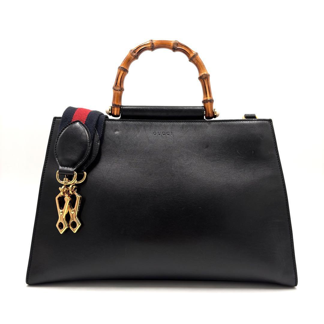 Gucci Nim Fair 2Way Tote Bag Bamboo Leather Sherry Black | eBay Gucci Nim Fair 2Way Tote Bag Bamboo Leather Sherry Black | eBay