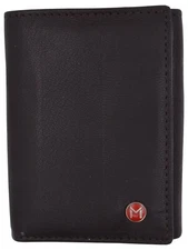 Swiss Marshall Men's Logo Trifold Leather Wallet Brown
