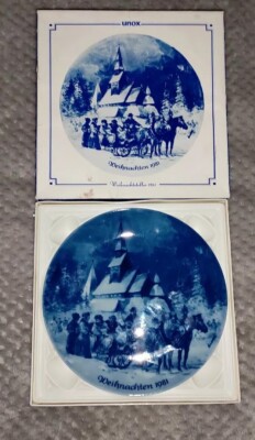 Schöner Weihnachts Teller von unox Berlin Design, aus dem Jahr 1981 und in OVP 