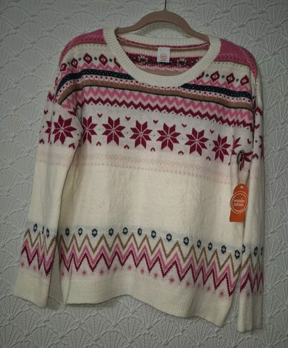 Girls Pullover Sweater Wonder Nation XXL (18) Multicolor With Nice Design New
