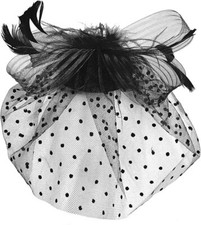 Black Fascinators Hat for Women Veil Mesh Tea Party Funeral Hat Bow Satin Glo...