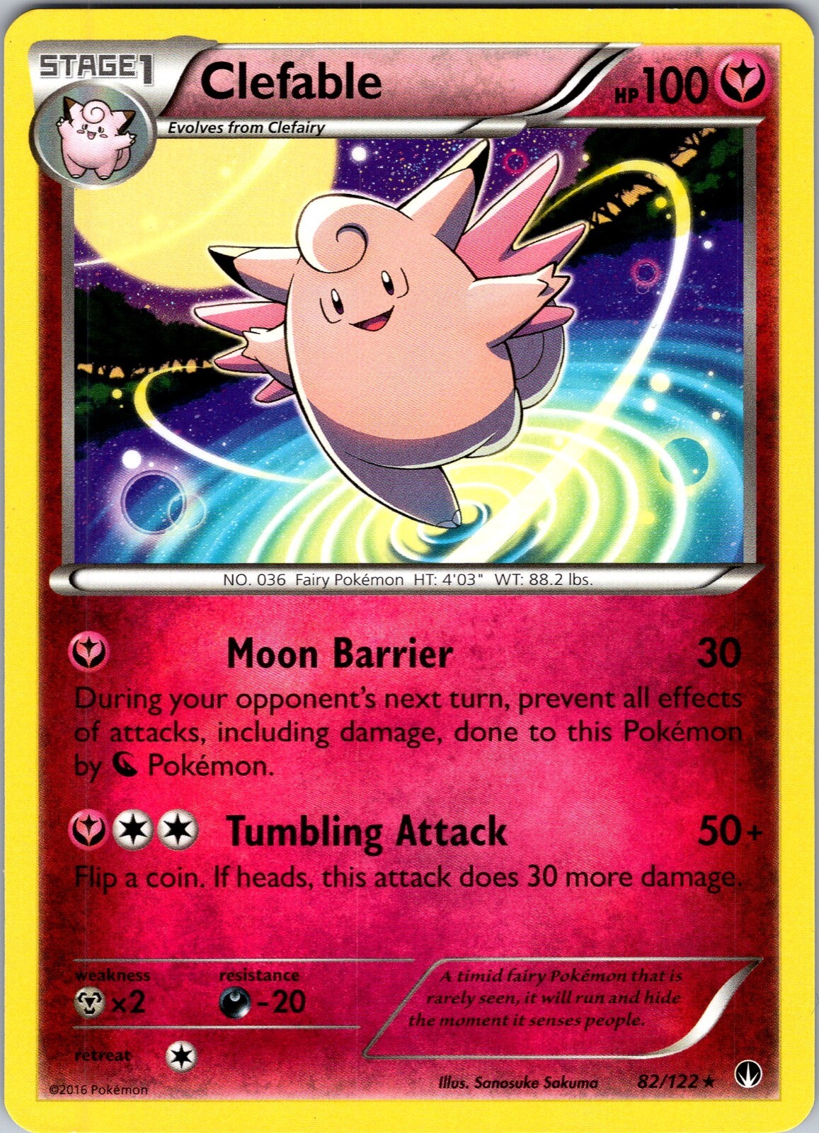 Pokemon TCG Clefable XY BREAKpoint 82/122 Regular Non-Holo Rare Card NM