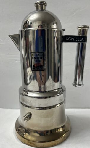 Vev Vigano Kontessa Espresso Coffee Pot 6 Cup 18/10 Stainless Steel Italy Inox