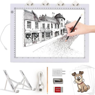 A4 Light Pad with Foldable Stand, 8000 Lux Super Bright Ultra Thin Pad - White