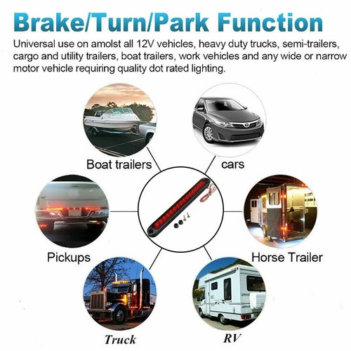 1x 15 LED Red Sealed Trailer Truck RV Stop Tail Rear Brake Turn Light Bar 12-24V - Bild 9 von 9