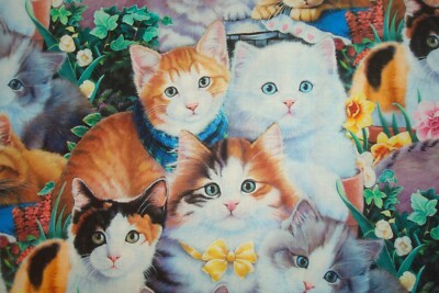 One yd David Tex Fabric Jenny Newland Kitty CAT Lover Quilt Craft 44'' x 36'' BTY