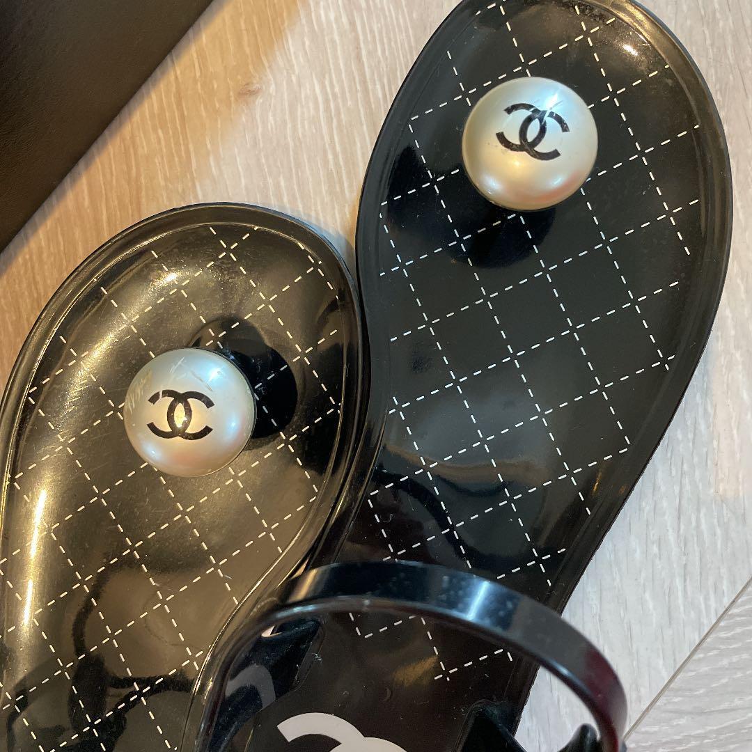 CHANEL Rubber Sandals Pearl EUR 35 Used From Japan CHANEL Rubber Sandals Pearl EUR 35 Used From Japan