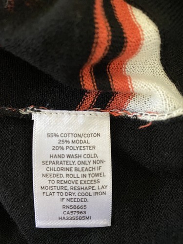 New HALOGEN Cotton Blend Long Sleeve Crewneck Sweater In Black W/stripes Size S - Picture 4 of 4