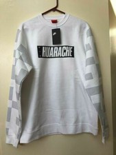 Nike NSW Huarache Logo Pullover Sweater 888301 100 White/Black New Men's Size L