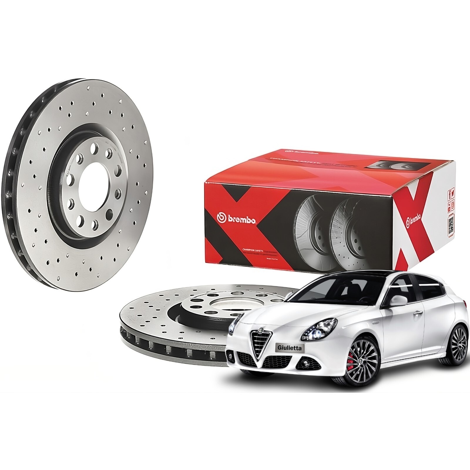 Kit Coppia Dischi Forati Xtra Freno Brembo Anteriore per Alfa Romeo Giulietta - Immagine 1