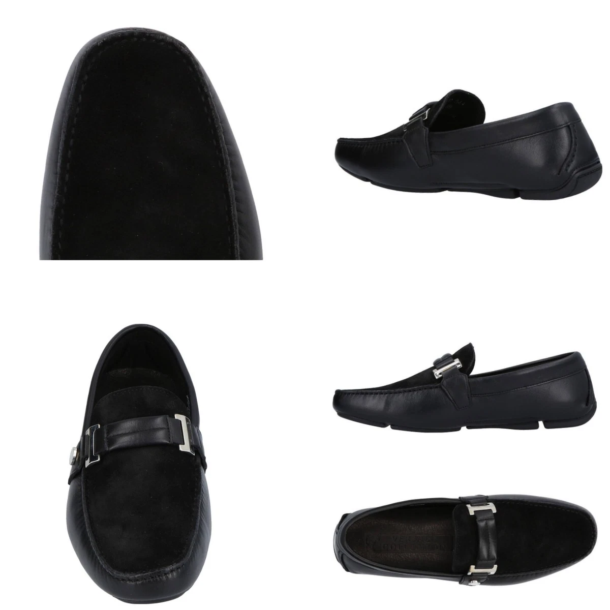 MOCASINES ZAPATOS VERSACE GAMUZA CUERO NUEVOS ORIGINALES NEGROS TALLA 43