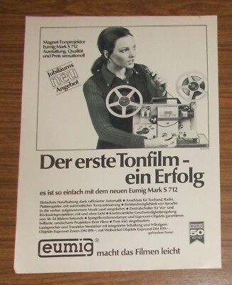 Rare Advertising Vintage EUMIG MARK S 712 Super 8 Sound Film Projector #3 1969