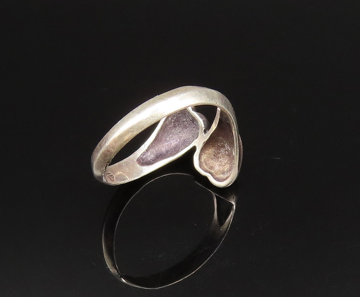 925 Sterling Silver Vintage Dainty Love Heart Bypass Ring Sz
