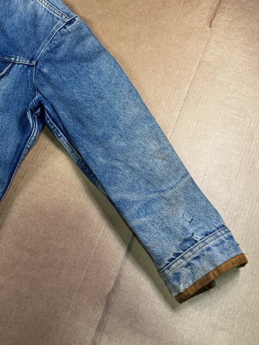 Giacca Deniem vintage effetto invecchiato stile camionista stile camionista e dettaglio pelle 46R Made in USA - Foto 17 di 24