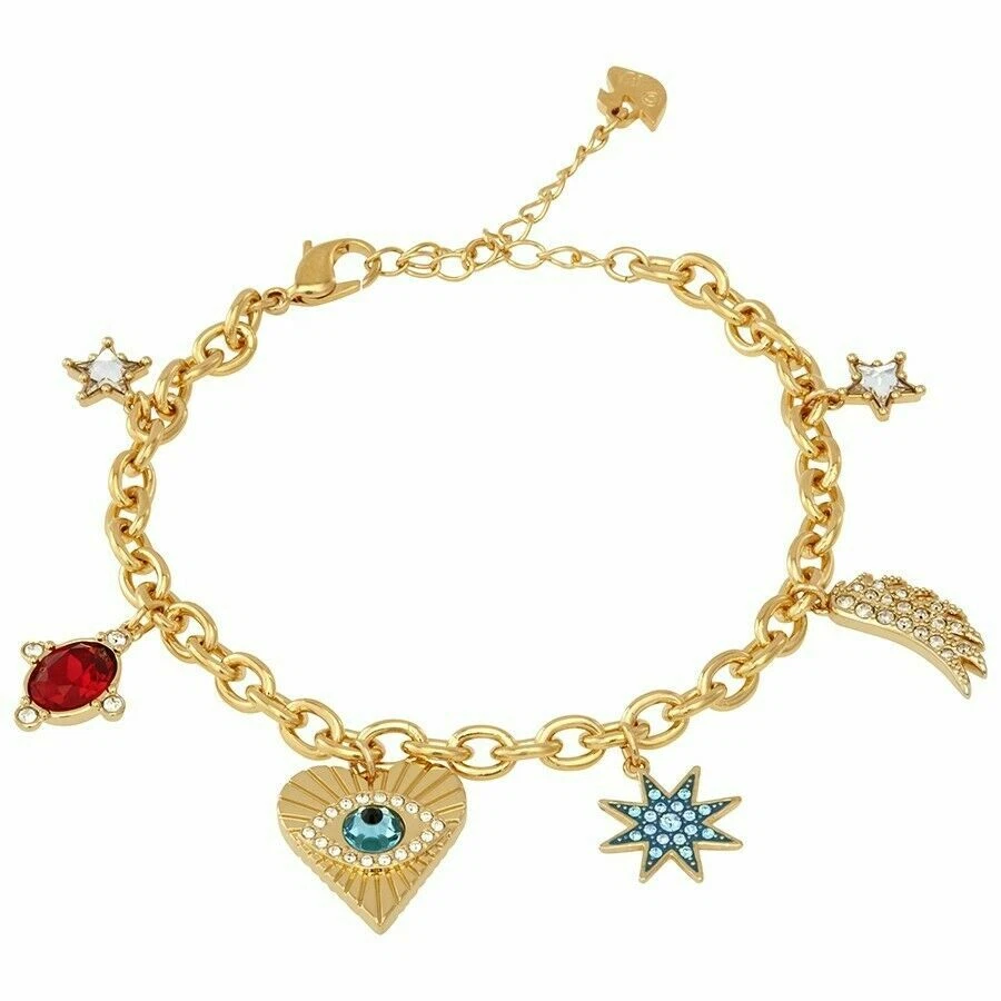 SWAROVSKI 5461796 LUCKY GODDESS CHARMS GOLD PLATED CRYSTAL PAVE WOMEN S BRACELET