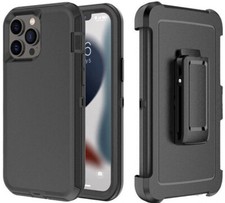 Black Rugged Defender Case Cover for iPhone 12 Pro Max ONLY With Belt Clip