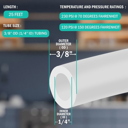 Tubo LLDPE bianco 25 piedi 3/8" per produttore di ghiaccio RO o frigorifero certificato NSF - Foto 5 di 9