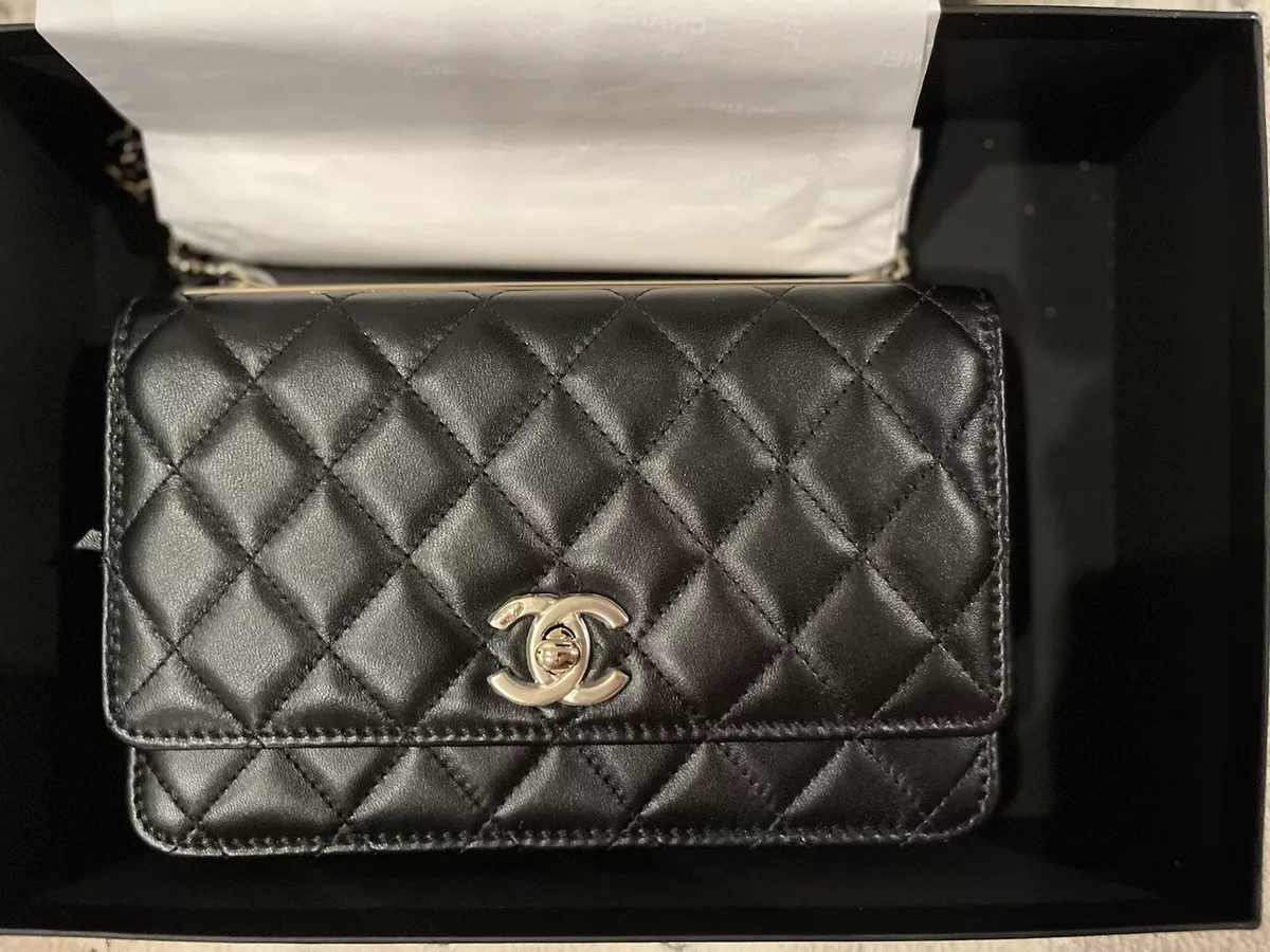 CHANEL, Bags, Nib Authentic Chanel Wallet On Chain Woc Black Caviar  Leather Gold Hardware