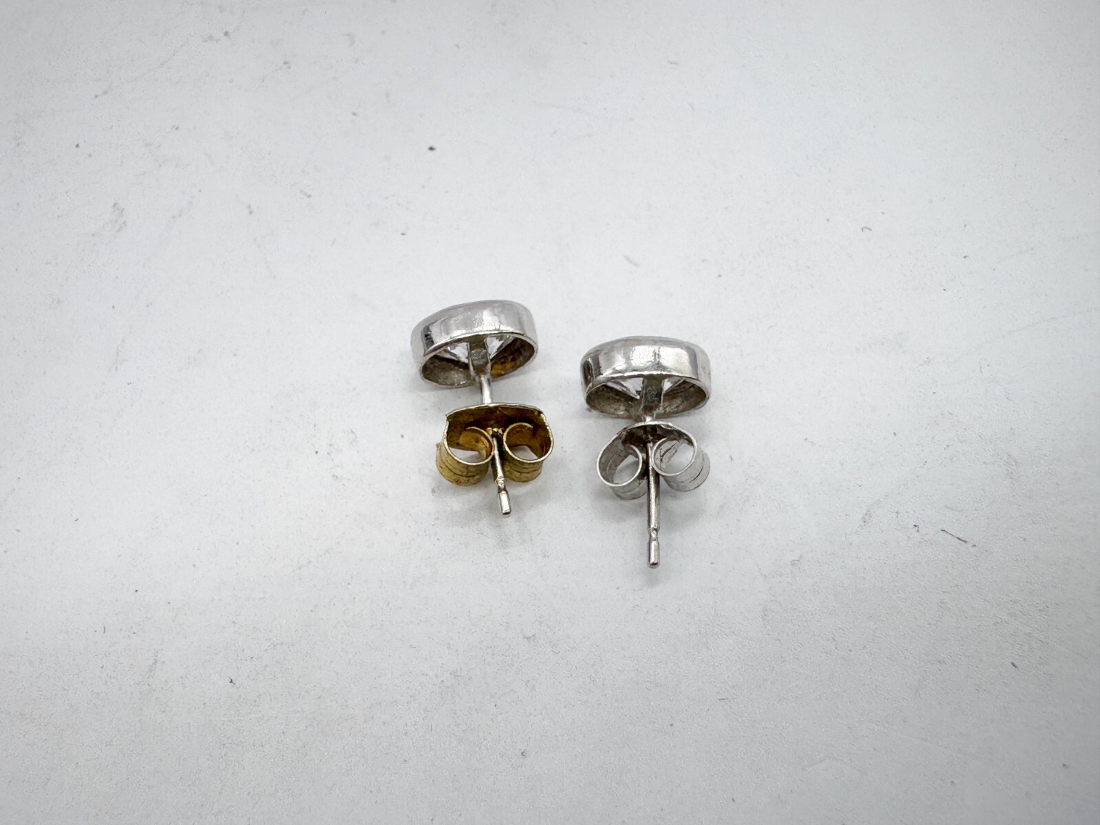 VINTAGE SOLID SILVER SOLITAIRE GEM SET STUD BUTTE… - image 4