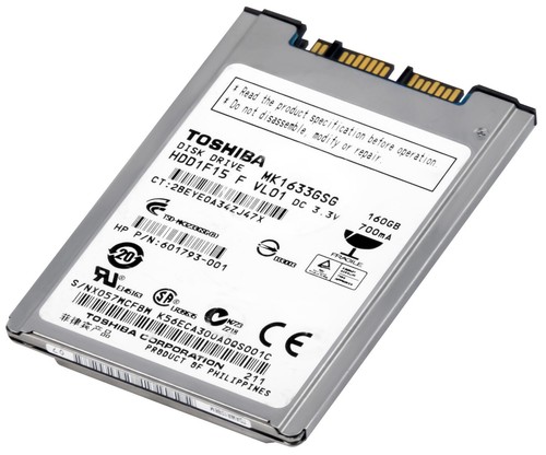 Disque Dur TOSHIBA MK1633GSG 160GB 5.4K 16MB microSATA 1.8'' 601793-001