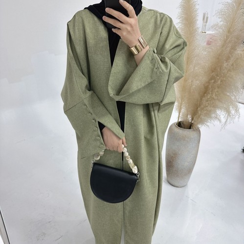 Muslim Islamic Open Front Abaya Kimono Cardigan Dress Arab Kaftan Robe Gown - Picture 10 of 25